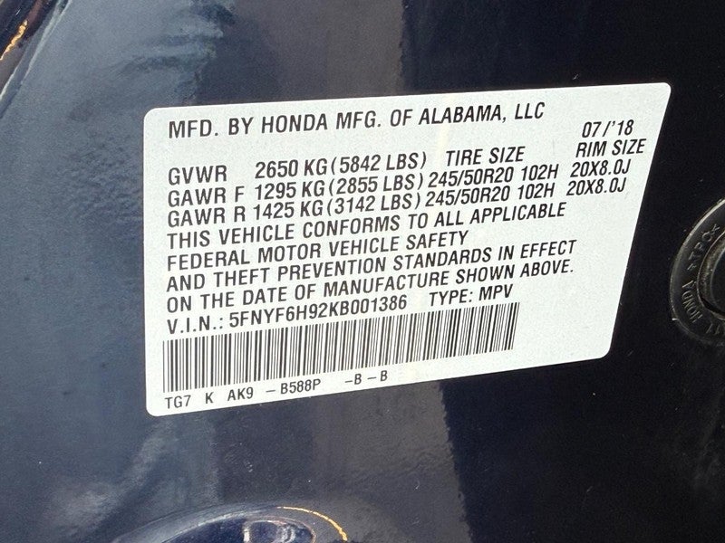 2019 Honda Pilot Touring 8-Passenger AWD