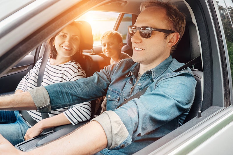 Family riding in vehicle
