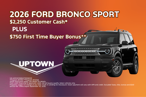 2026 Ford Bronco Sport offer featuring $2,250 Customer Cash 